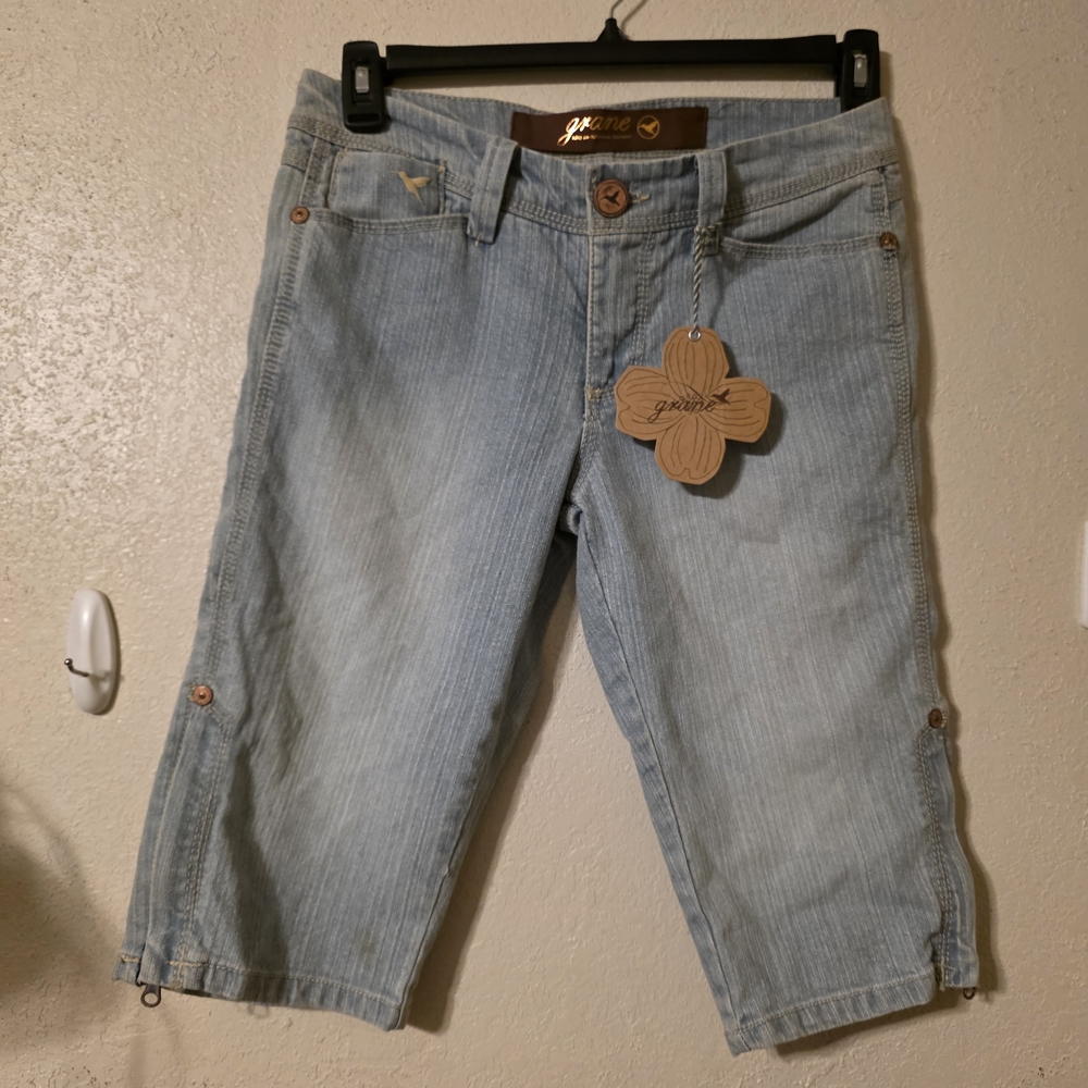 Grane Light Blue Women's Denim Crop Shorts